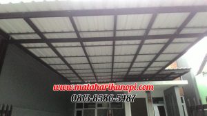 Hasil Pemasangan Kanopi Baja Ringan Atap Alderon Sunpanel Super Elegan Plus Cat Hitam di Kalimulya Depok