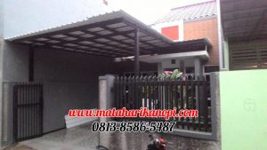 Hasil Pemasangan Kanopi Baja Ringan Atap Alderon Sunpanel Super Elegan Plus Cat Hitam di Kalimulya Depok