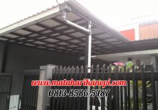 Hasil Pemasangan Kanopi Baja Ringan Atap Alderon Sunpanel Super Elegan Plus Cat Hitam di Kalimulya Depok