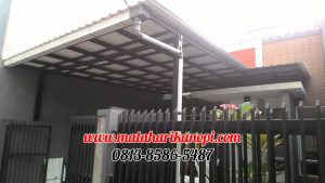 Hasil Pemasangan Kanopi Baja Ringan Atap Alderon Sunpanel Super Elegan Plus Cat Hitam di Kalimulya Depok