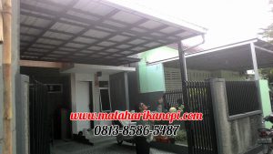 Hasil Pemasangan Kanopi Baja Ringan Atap Alderon Sunpanel Super Elegan Plus Cat Hitam di Kalimulya Depok