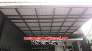 Hasil Pemasangan Kanopi Baja Ringan Atap Alderon Sunpanel Super Elegan Plus Cat Hitam di Kalimulya Depok