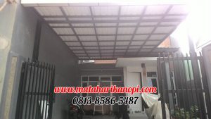 Hasil Pemasangan Kanopi Baja Ringan Atap Alderon Sunpanel Super Elegan Plus Cat Hitam di Kalimulya Depok