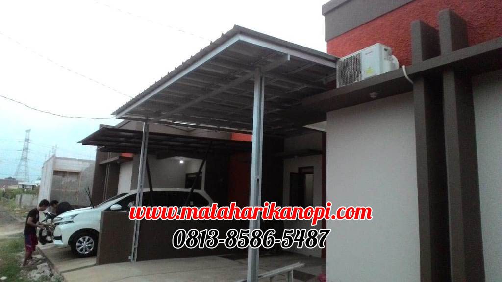 Hasil Pemasangan Kanopi Baja Ringan Atap Spandek Ekonomis di Grand Osaka 3 Kavling B. Jl. Sirnagalih 4 Cinangka Sawangan Depok