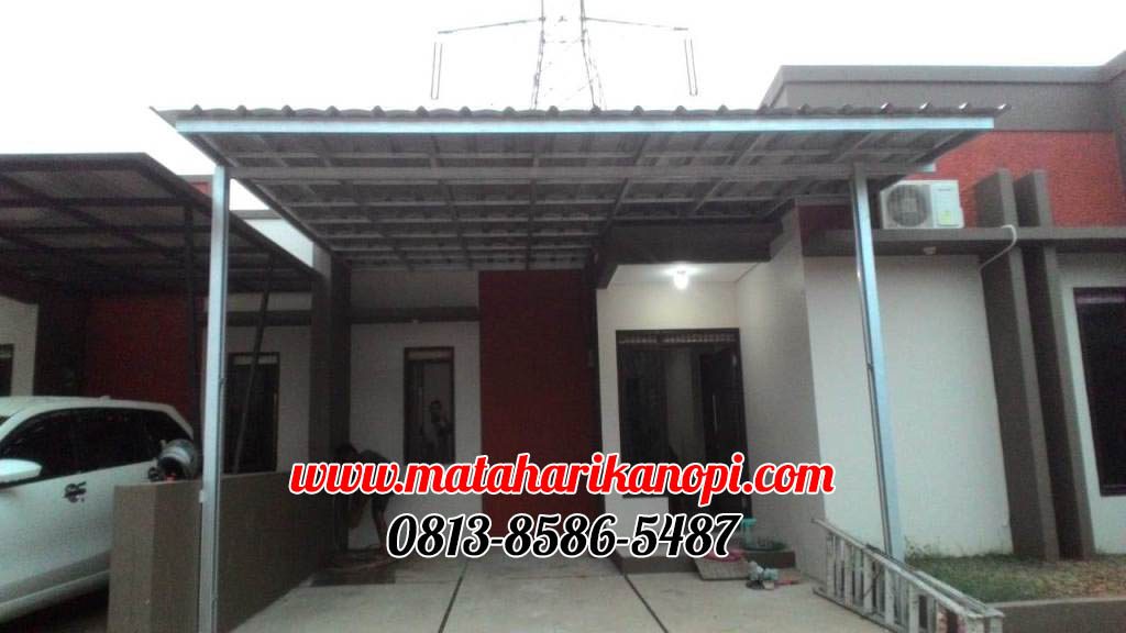 Hasil Pemasangan Kanopi Baja Ringan Atap Spandek Ekonomis di Grand Osaka 3 Kavling B. Jl. Sirnagalih 4 Cinangka Sawangan Depok