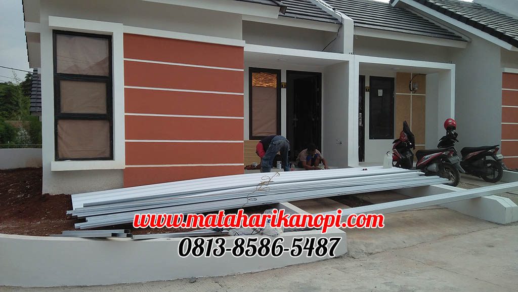Hasil Pemasangan Kanopi Baja Ringan Atap Alderon Sunpanel Putih Super Elegan Plus Cat Putih di Mampang Hills Gardenia 13