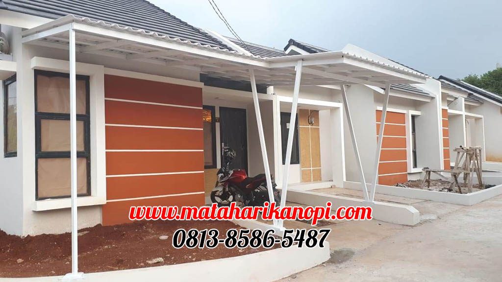 Hasil Pemasangan Kanopi Baja Ringan Atap Alderon Sunpanel Putih Super Elegan Plus Cat Putih di Mampang Hills Gardenia 13