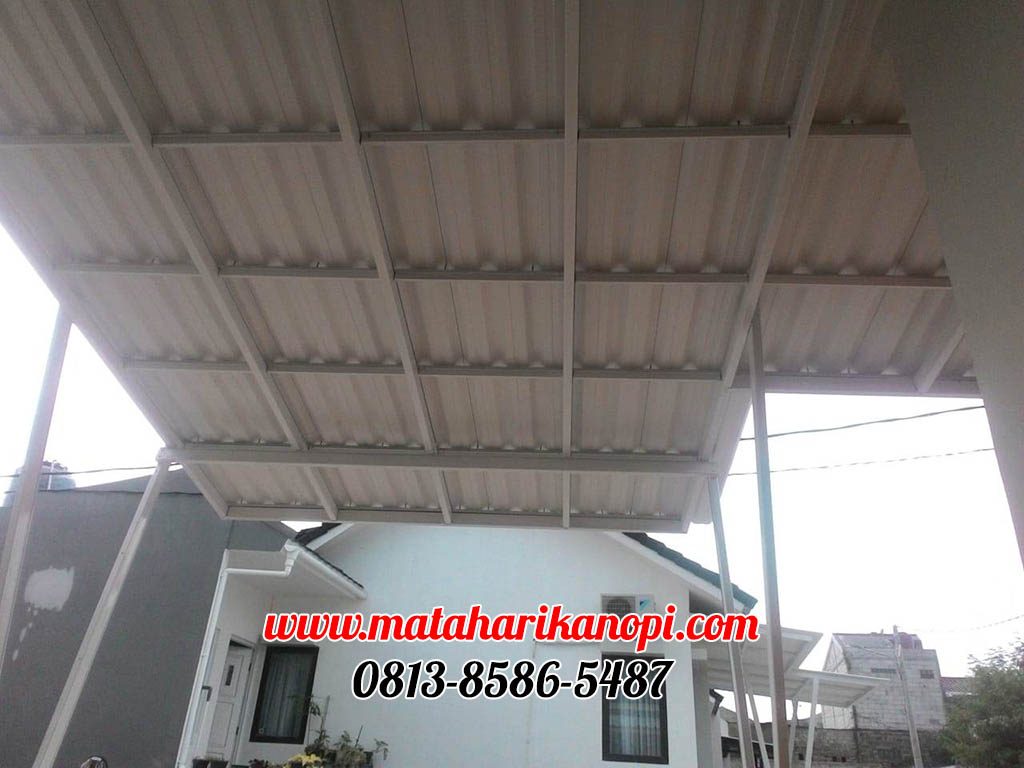 Hasil Pemasangan Kanopi Baja Ringan Atap Alderon Sunpanel Putih Super Elegan Plus Cat Putih di Mampang Hills Gardenia 13