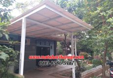 Hasil Pemasangan Kanopi Baja Ringan Atap Alderon RS Standar Plus Cat Putih di Perum Pondok Darussalam Kukusan Beji Depok