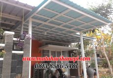 Hasil Pemasangan Kanopi Baja Ringan Atap Alderon Sunpanel Biru Type Super Elegan Plus Cat Putih di Cibubur Country, Cluster Cheddaer Forest 19B