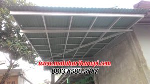 Hasil Pemasangan Kanopi Baja Ringan Atap Go Green Elegan di Jl. Kemang 3 Pekapuran Sukatani Depok
