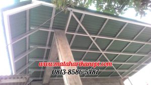 Hasil Pemasangan Kanopi Baja Ringan Atap Go Green Elegan di Jl. Kemang 3 Pekapuran Sukatani Depok
