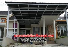 Hasil Pemasangan Kanopi Baja Ringan Atap Go Green Abu-abu Type Super Elegan Plus Cat Putih di Cibubur