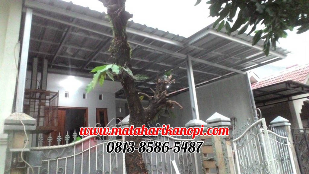 Hasil Pemasangan Kanopi Baja Ringan Atap Spandek Ekonomis di Taman Kenari Jagorawi Citereup Cibinong Bogor