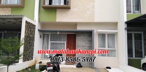 Hasil Pemasangan Kanopi Baja Ringan Atap Alderon Sunpanel Super Elegan Model Tiang V Spesial Plus Cat Putih di Perum Syamsa Naura Blok A10 Depok