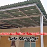 Hasil Pemasangan Kanopi Baja Ringan Atap Go Green Hijau Paket Standar di Mampang Hills Blok G8 No 20 Depok