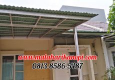 Hasil Pemasangan Kanopi Baja Ringan Atap Go Green Hijau Paket Standar di Mampang Hills Blok G8 No 20 Depok