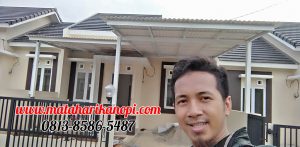 Hasil Pemasangan Kanopi Baja Ringan Atap Alderon RS Super Elegan Plus Cat Putih di Pondok Rajeg Residence