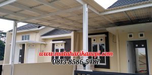 Hasil Pemasangan Kanopi Baja Ringan Atap Alderon RS Super Elegan Plus Cat Putih di Pondok Rajeg Residence