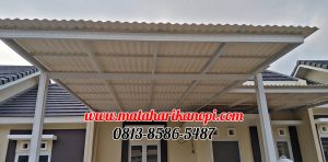 Hasil Pemasangan Kanopi Baja Ringan Atap Alderon RS Super Elegan Plus Cat Putih di Pondok Rajeg Residence