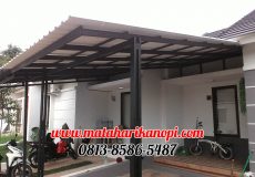 Hasil Pemasangan Kanopi Baja Ringan Atap Alderon Sunpanel Putih Plus Cat Hitam di Perum Mampang Hills Blok G XIV No14 Depok