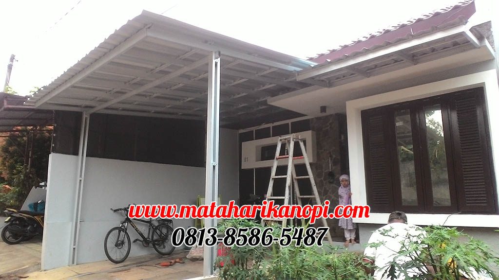 Hasil Pemasangan Kanopi Baja Ringan Atap Spandek Ekonomis di Tanah Baru Beji Depok