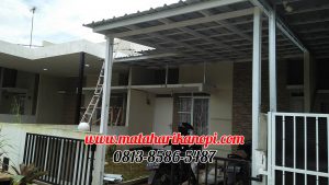 Hasil Pemasangan Kanopi Baja Ringan Atap Spandek Elegan Plus Cat Putih di Perum Griya Bukit Jaya 2