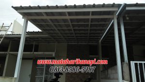 Hasil Pemasangan Kanopi Baja Ringan Atap Spandek Elegan Plus Cat Putih di Perum Griya Bukit Jaya 2