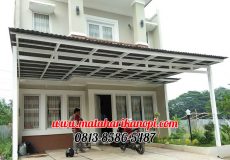 Hasil Pemasangan Kanopi Baja Ringan Atap Go Green Abu-abu Super Elegan Plus Cat Putih di Cimanggis Depok