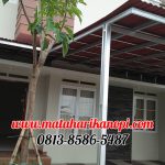 Hasil Pemasangan Kanopi Baja Ringan Atap Go Green Merah Type Ekonomis di Perum Mahoni Beji Timur Depok
