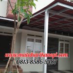 Hasil Pemasangan Kanopi Baja Ringan Atap Go Green Merah Type Ekonomis di Perum Mahoni Beji Timur Depok