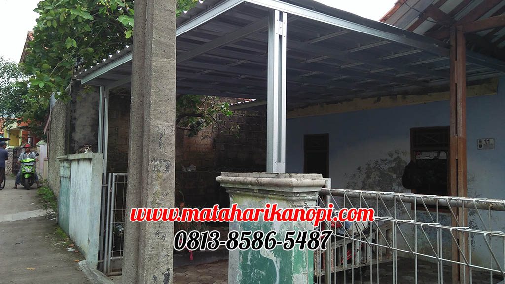 Hasil Pemasangan Kanopi Baja Ringan Atap Spandek Standar di Gg. Nyamuk Citayem Depok