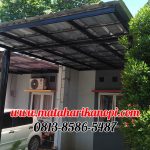 Hasil Pemasangan Kanopi Baja Ringan Atap Spandek Standar Plus Cat Hitam di Perum Sukma Asri Perdana Sidamukti, Sukamaju, Depok