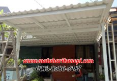 Hasil Pemasangan Kanopi Baja Ringan Atap Alderon Sunpanel Super Elegan Plus Cat Putih di Grand Depok City