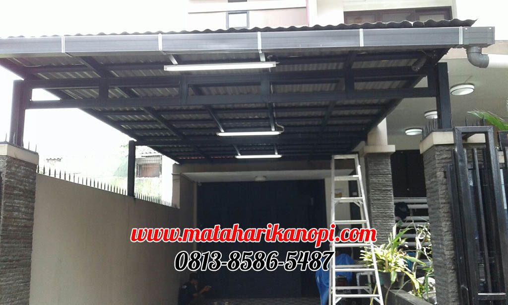Hasil Pemasangan Kanopi Baja Ringan Atap Go Green Abu-abu di Bogor