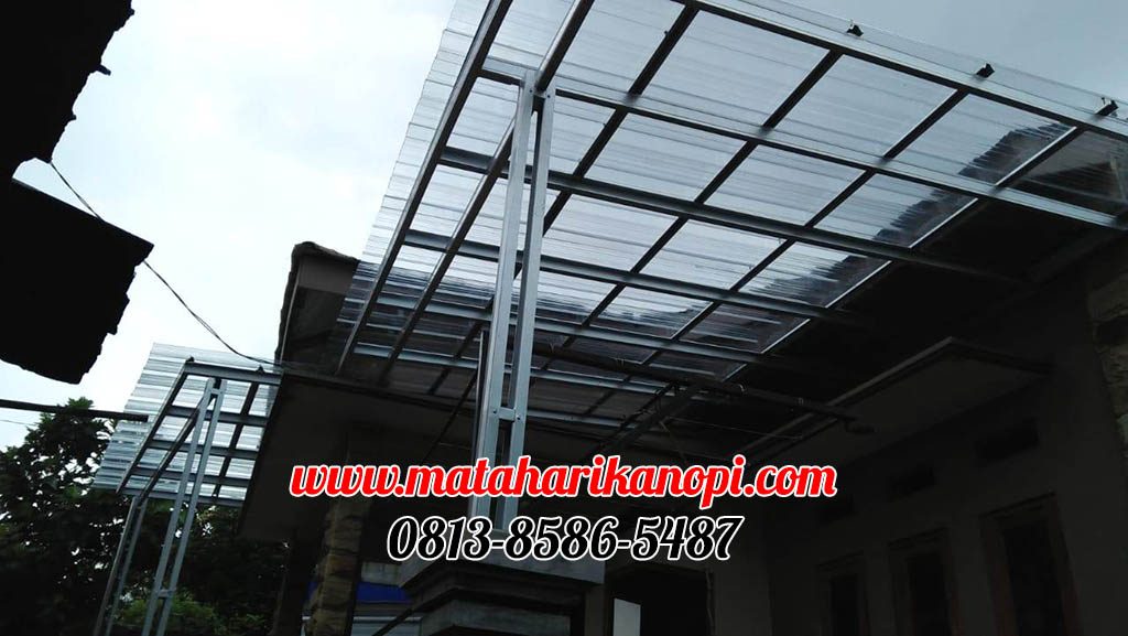 Hasil Pemasangan Kanopi Baja Ringan Atap Solartuff (Serenity) Standar Gelombang Spandek di Pabuaran Cibinong