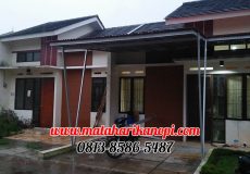 Hasil Pemasangan Kanopi Baja Ringan Atap Go Green Merah Type Elegan Model Tiang V di Perum Sulambayang View D7 Pondok Rajeg