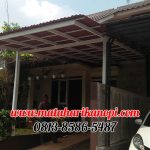 Hasil Pemasangan Kanopi Baja Ringan Atap Go Green Elegan Merah Plus Cat Putih di Graha Mampang Mas Depok