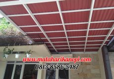 Hasil Pemasangan Kanopi Baja Ringan Atap Go Green Elegan Merah Plus Cat Putih di Graha Mampang Mas Depok