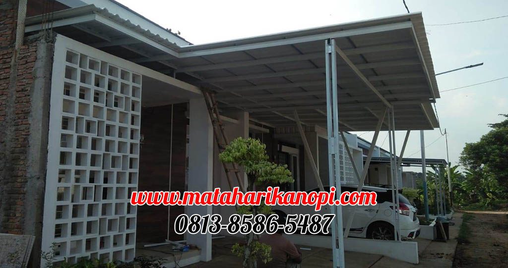 Hasil Pemasangan Kanopi Baja Ringan Atap Alderon Sunpanel di Green Cempaka Cibubur Jakarta Timur