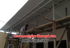 Hasil Pemasangan Kanopi Baja Ringan Atap Alderon Sunpanel Super Elegan Plus Cat Putih di Pondok Terong