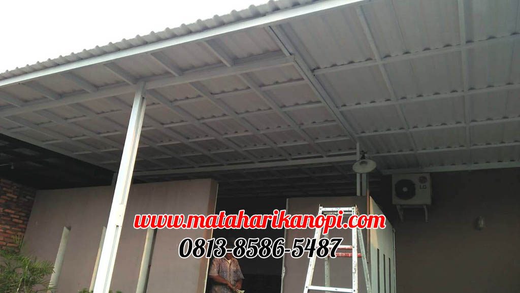 Hasil Pemasangan Kanopi Baja Ringan Atap Alderon Sunpanel Plus Cat Putih Depok