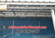 Hasil Pemasangan Kanopi Baja Ringan Atap Spandek Ekonomis di Idomaret H Dimun Cilodong Depok