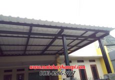 Hasil Pemasangan Kanopi Baja Ringan Atap Alderon Sunpanel Super Elegan Plus Cat Hitam di Jl Sampit 4 Depok