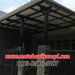 Hasil Pemasangan Kanopi Baja Ringan Atap Alderon Sunpanel Super Elegan Plus Cat Hitam di Jl Sampit 4 Depok