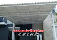 Hasil Pemasangan Kanopi Baja Ringan Atap Alderon Sunpanel Super Elegan Plus Cat Putih di Depok