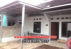 Hasil Pemasangan Kanopi Baja Ringan Atap Go Green Merah Ekonomis di Kalimulya Depok