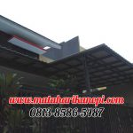 Hasil Pemasangan Kanopi Baja Ringan Atap Alderon Sunpanel Putih Plus Cat Hitam di Griya Elok Sidamukti Cilodong Depok