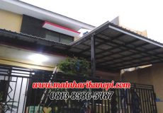Hasil Pemasangan Kanopi Baja Ringan Atap Alderon Sunpanel Putih Plus Cat Hitam di Griya Elok Sidamukti Cilodong Depok