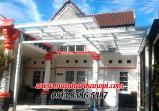 Hasil Pemasangan Kanopi Baja Ringan Atap Solartuff Super Elegan Cremona Plus Cat Putih di Anggrek 3 Grand Depok City